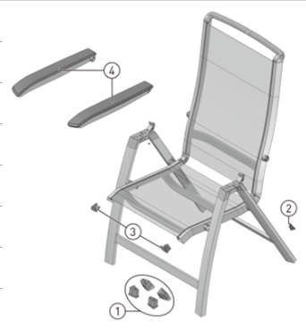 Kettler Armlehnen-Set Forma II Multipositionssessel, silber/graphit #1