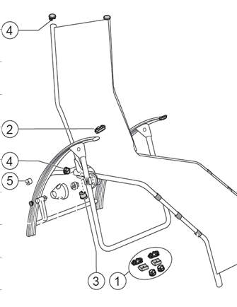 Kettler Endstopfen-Set f. Tampa Bäderliegen #1