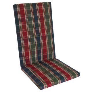 KETTtex-Exklusiv® Hochlehner Auflage 123x50x4cm, rot-blau-grün-kariert mit Reißverschluß