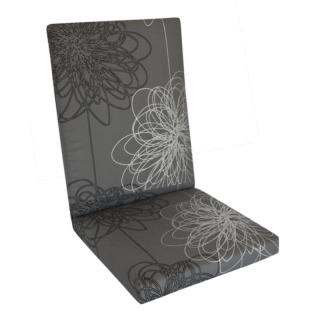 Kettler /KETTtex-Exklusiv® Comfort Mittellehner Auflage 106x50x4/7cm, anthrazit floral mit 7cm Sitzpolster und Reißverschluß